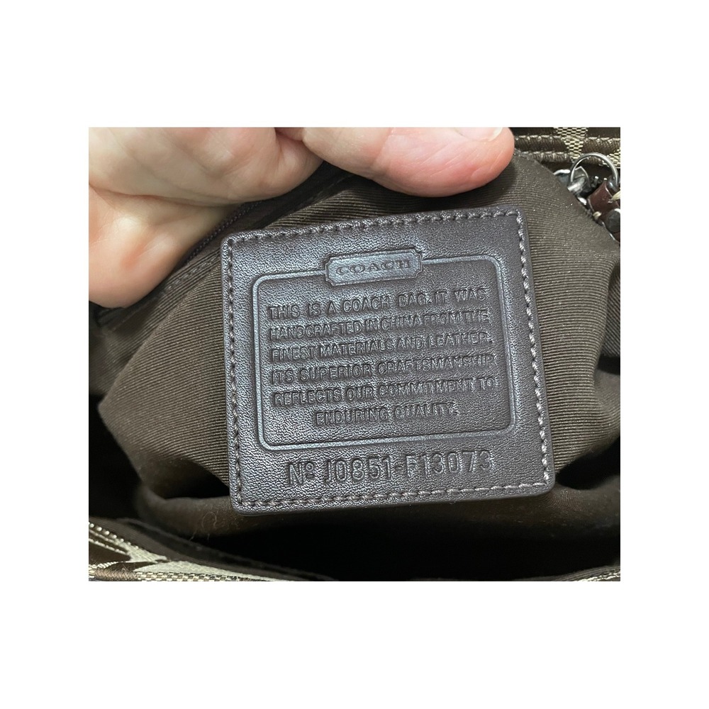 Coach Hampton Satchel Signature Canvas Brown Leopard  F13073 Leather Trim - Picture 7 of 9